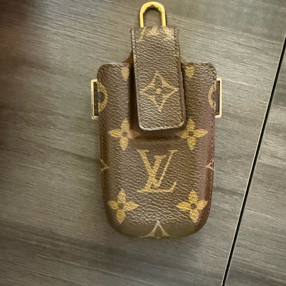 Louis Vuitton Brown and Gold Luxury Phone Holster Vintage